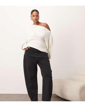 ARRANGE Curve Eden Barrel Leg High Waist Hotfix Jean - White