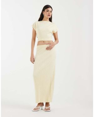 4th & Reckless Ribbed Knit High Waisted Maxi Skirt Co-Ord - Natural