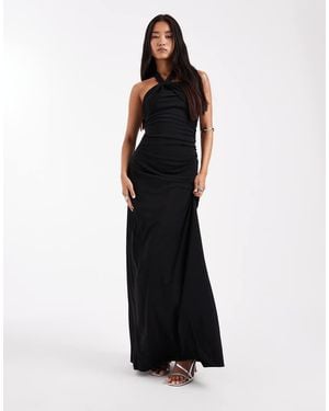 Six Stories Bridesmaids Stretch Halter Neck Maxi Dress - Black