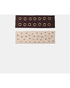 Stradivarius Set Van 2 Haarbanden Van Imitatiebont Met Studs - Wit