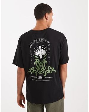 Jack & Jones Oversized T-shirt With Flower Backprint - Black