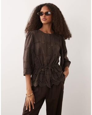 Jdy Anglaise Details Short Sleeve Shirt - Natural