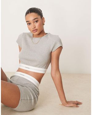 Calvin Klein Crop top côtelé - Neutre