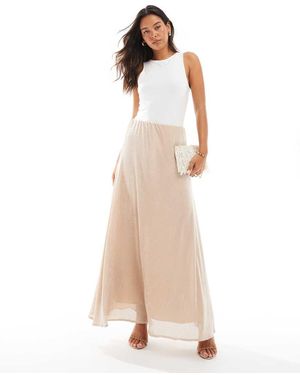 Threadbare Glinsterende Fluwelen Maxi Rok - Naturel