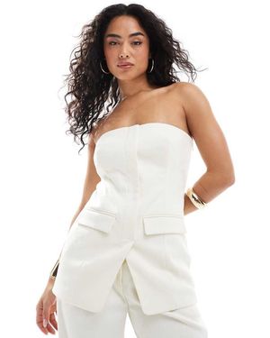 4th & Reckless Tailored Bandeau Split Front Top Co-ord - White