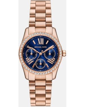 Michael Kors – multifunction lexington – rosée damenuhr aus edelstahl - Blau