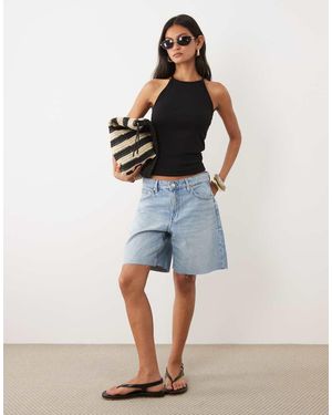Mango Pantaloncini Di Jeans - Blu