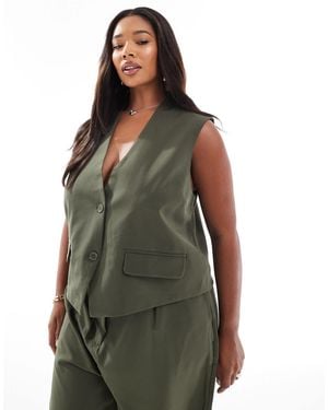 Pieces Plus Pieces Curve Tailored Vest - Green