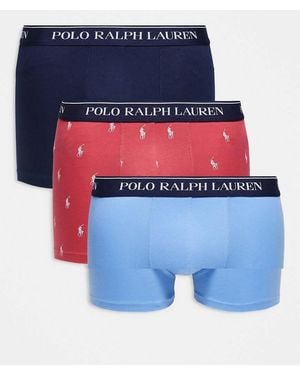 Polo Ralph Lauren 3 Pack Logo Waistband Trunks - Blue