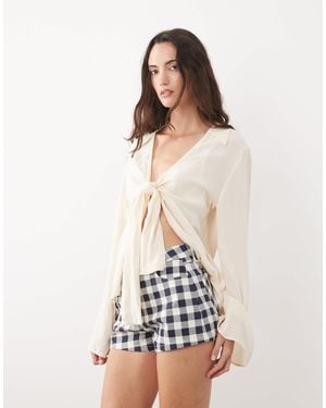 Nobody's Child Bexley Denim Mid Waist Mini Shorts - White