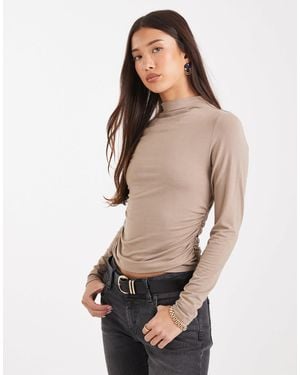 Levi's – nina – langärmliges, hochgeschlossenes shirt - Natur