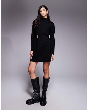 River Island Knitted Belted Jumper Dress - Black