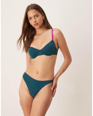 Dora Larsen Freda Cotton Lingerie Thong - Blue