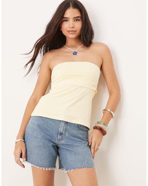 Abercrombie & Fitch Curve Love High Rise Loose Denim Shorts With Frayed Hem - Blue