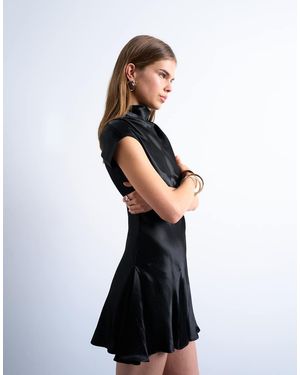 TOPSHOP Grown On Sleeve Satin Dress - White