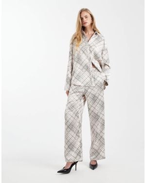 4th & Reckless Satin Elasticated Waist Wide Leg Pants Co-Ord - White
