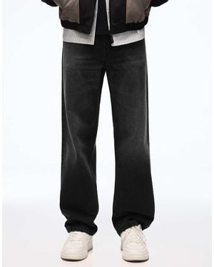 Bershka Wide Straight Jeans - Black