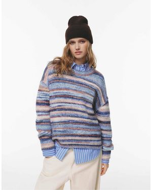 Pull&Bear – gestreifter strickpullover - Blau