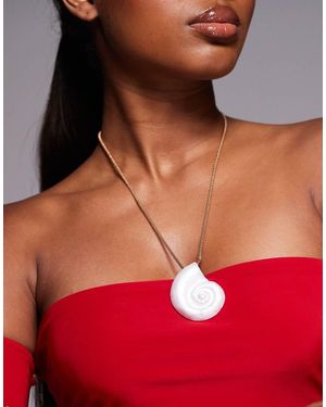 South Beach Collana Con Ciondolo A Forma Di Conchiglia Sintetica - Rosso