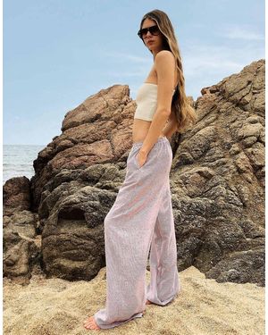 Bershka Pantaloni Rustici Bordeaux A Righe - Rosso