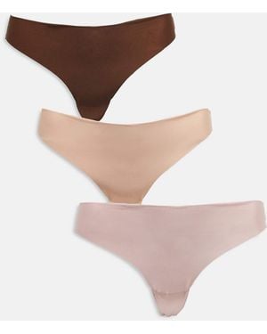 ASOS Asos design curve – 3er-pack sich nicht abzeichnende tangas - Natur