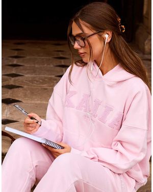 Kaiia Sudadera Con Capucha Oversize De Mezcla Rica En Algodón Con Logo Bordado En - Rosa