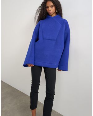 TOPSHOP Borg Wrap Neck Sweat - Blue