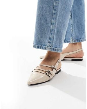 New Look Buckle Strap Slingback Ballet Flats - Blue