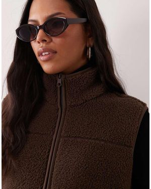 JJ Rebel Zip Through Teddy Vest - Brown