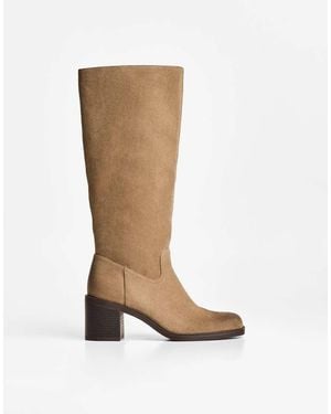 Bershka Distressed High-heel Boots - White