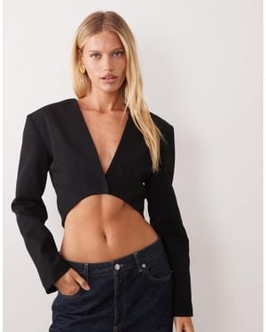 ASOS Crop Co-ord Plunge Blazer - Black