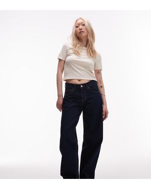 Topshop Unique Ruimvallende Jeans Met Lage Taille En Ruwe Look - Blauw