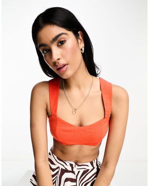ASOS Minimal Linen Bralette - Blue