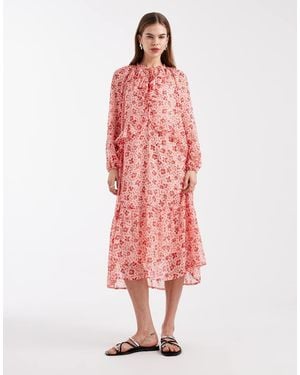 Wednesday's Girl Wednesdays Girl Chiffon Frill Detail Midaxi Dress - Pink
