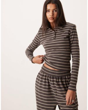 Wanderdoll – frankie – hochwertiges, gestreiftes polo-oberteil aus schwerem jersey - Braun