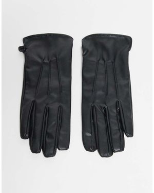 Pieces Handschoenen Met Leerlook - Zwart