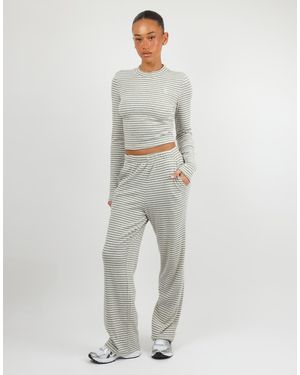 SIMMI Monique Soft Stripe Fine Ribbed Long Sleeve Top - Grey