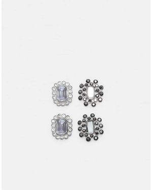 Stradivarius Set Of 3 Jewel Brooches - White