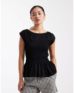 Threadbare – gesmoktes jersey-oberteil - Schwarz