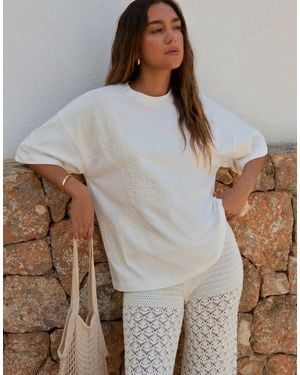 4th & Reckless X luana barron - t-shirt oversize en coton avec soleil brodé - Marron