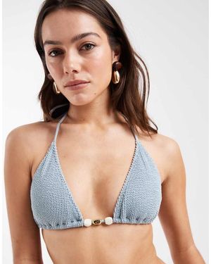Lindex Top Bikini A Triangolo Crepuscolare Con Perline - Blu