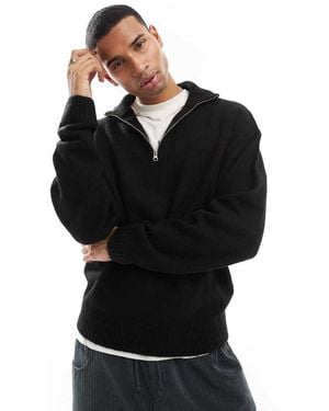 Jack & Jones Oversized Fluffy Half Zip - Black