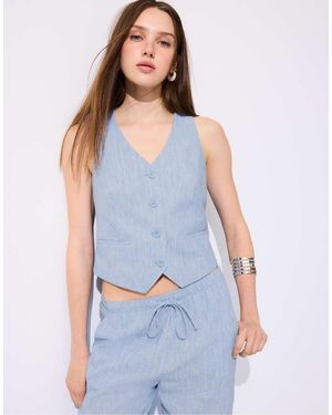 Stradivarius Basic Rustic Waistcoat - Blue