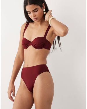 ASOS Martina Azores High Leg High Waist Bikini Bottom - Red