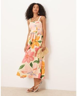 ASOS Square Neck Midi Dress - Pink