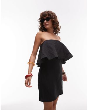 Mango Frill Overlay Mini Dress With Detachable Strap - Black