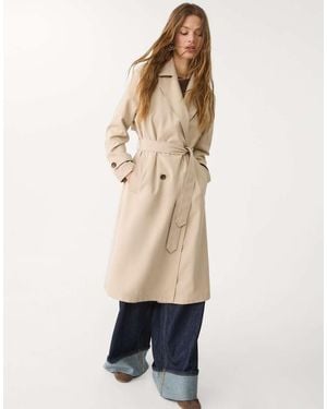 Stradivarius Long Flowing Trench Coat - Natural
