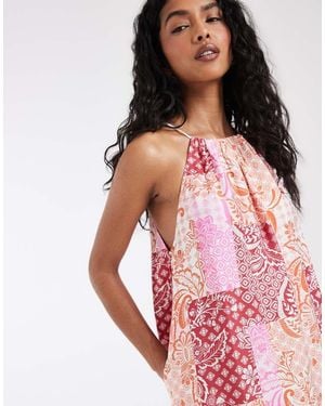 Vero Moda Hoogsluitende Midi Jurk Met A-Lijn - Rood