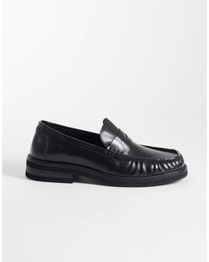 ASOS Penny Loafers With Ruched Apron - Black
