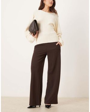 Jdy Pantalones De Sastre Marrón Oscuro De Pernera Ancha De - Neutro